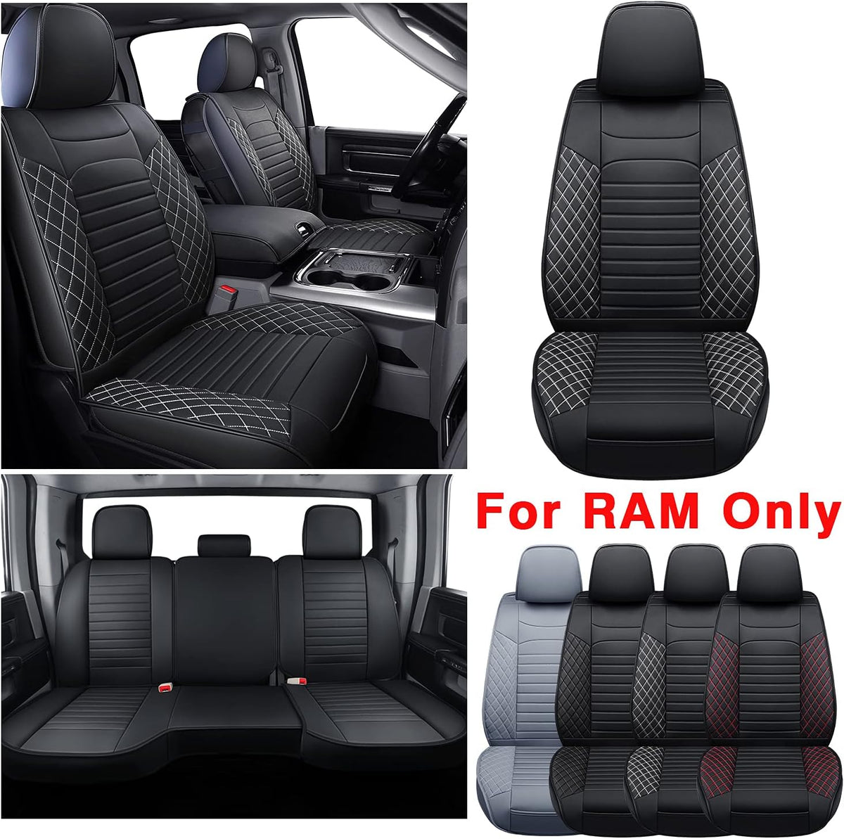 Black Waterproof Faux Leather Front Seat Covers B67833
