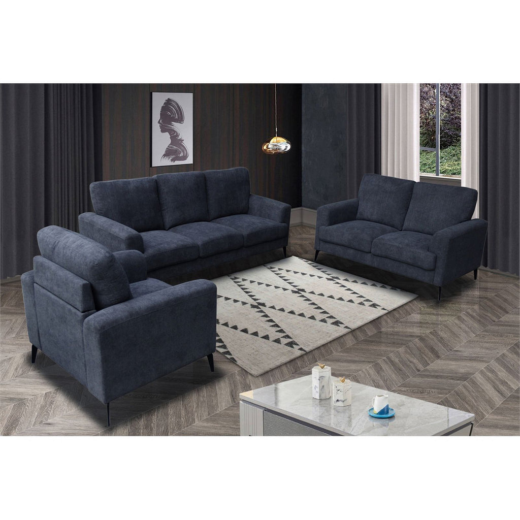 Black Chenille Sofa Loveseat Chair Set O5727
