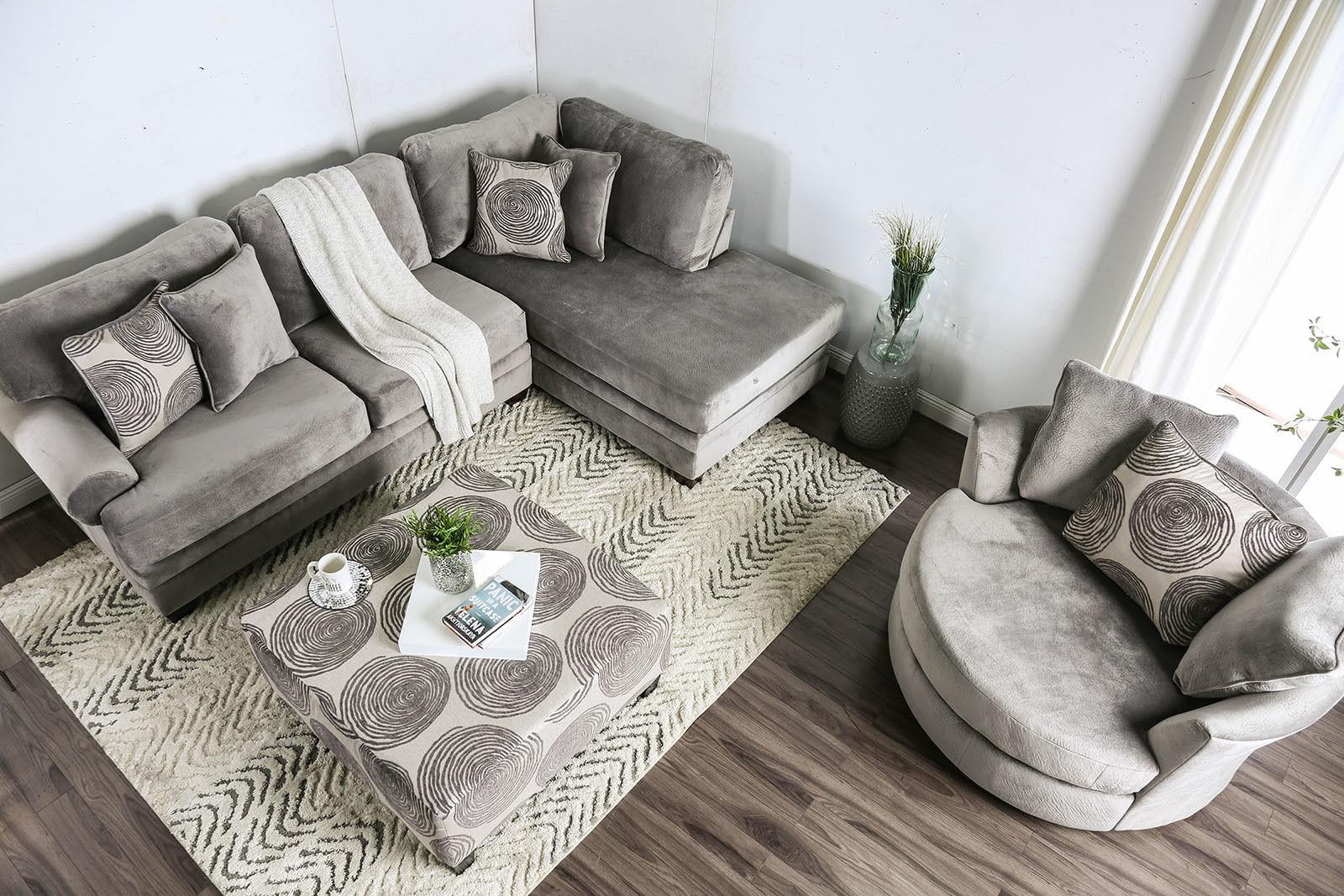 Gray Microfiber Living Room Set 3pcs I601