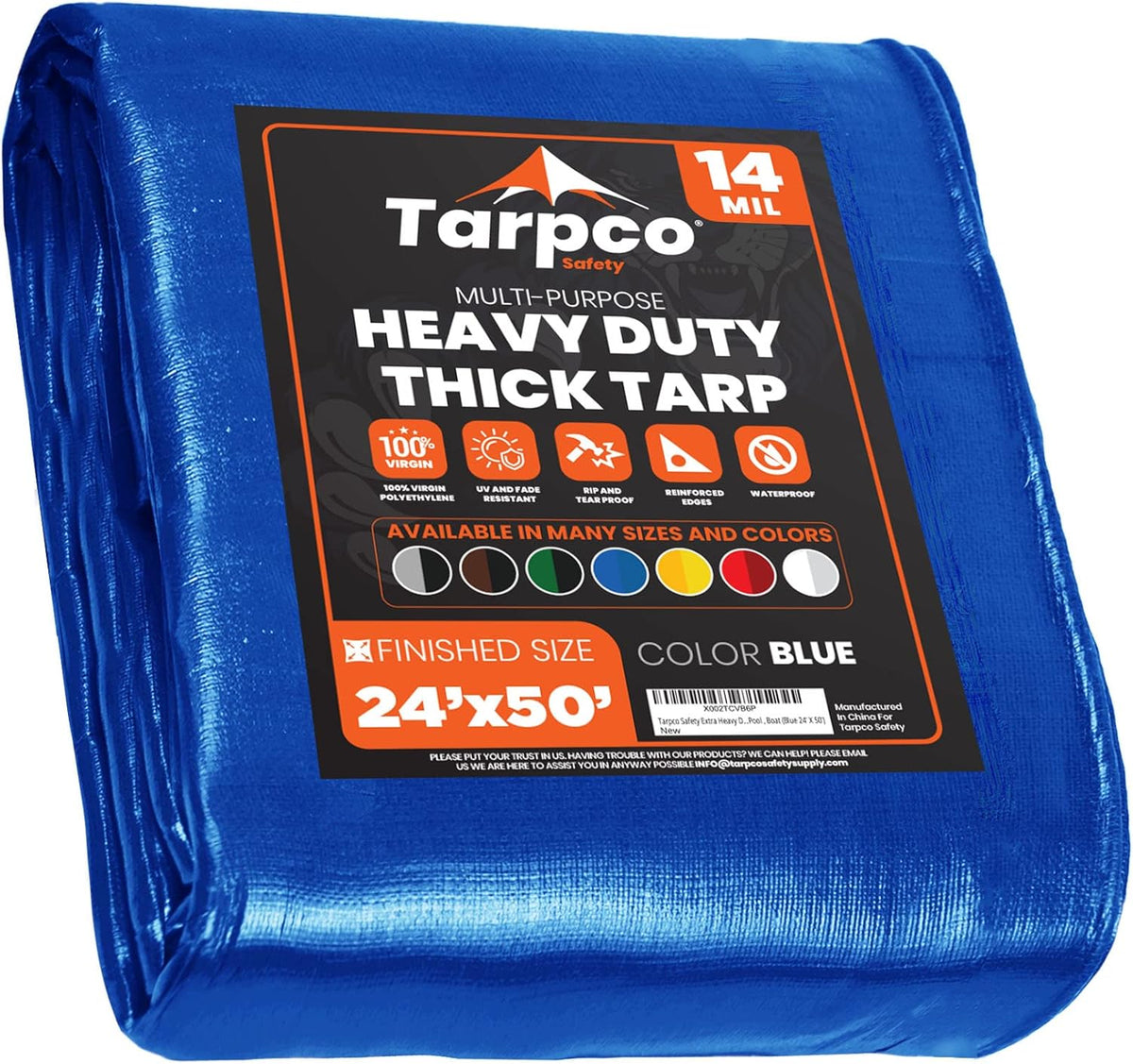 Extra Heavy Duty 14 Mil Waterproof Poly Tarpaulin with Reinforced Edges P29348