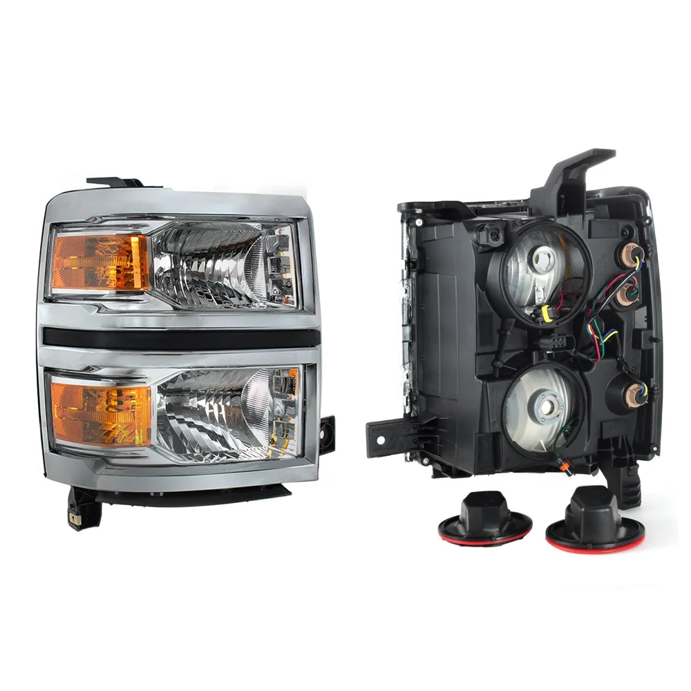 Chrome Clear Headlight Lamp Assembly Driver + Passenger Side Q3260