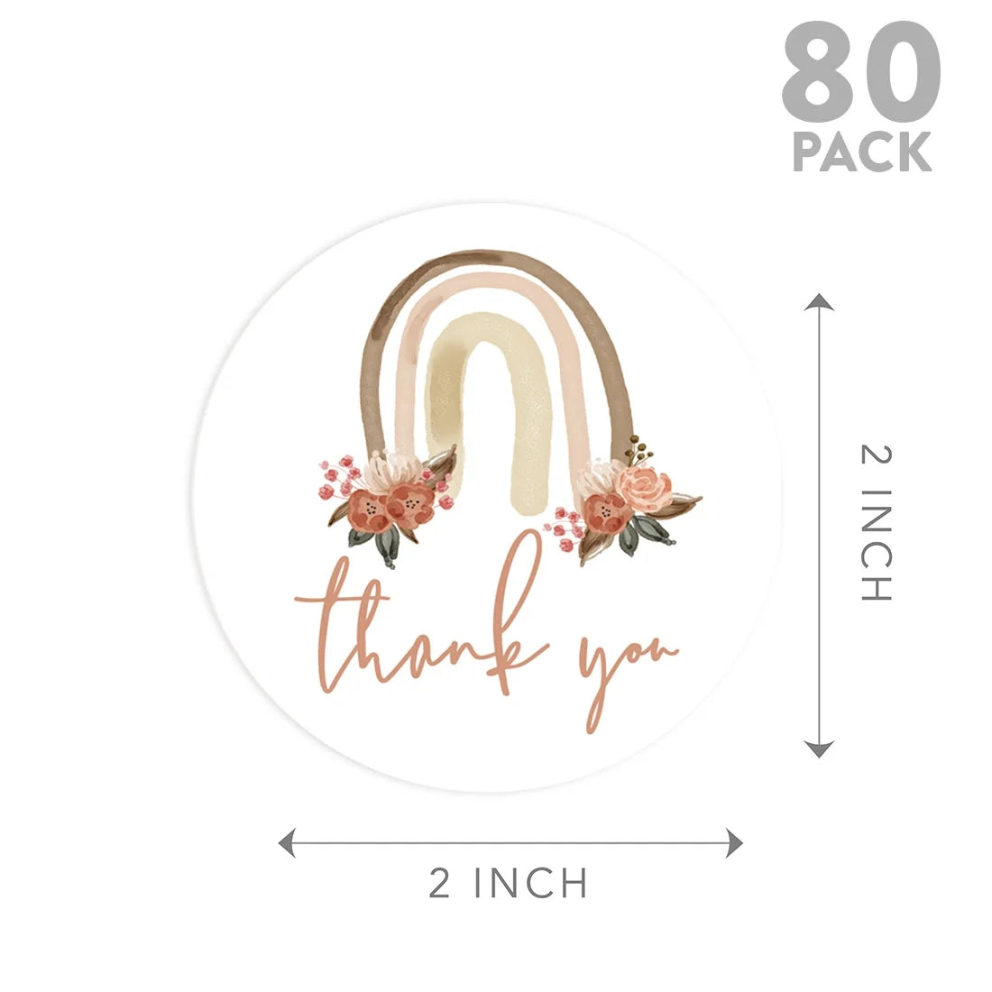80-Pk 2-Inch Round Boho Rainbow Stickers J7134