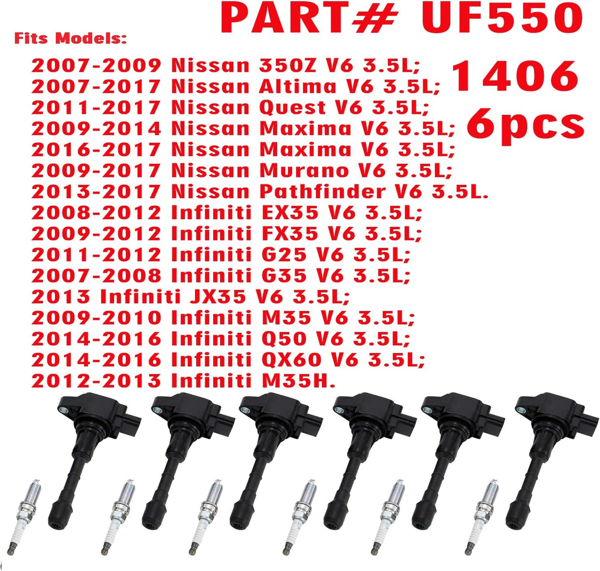 Ignition Coil Packs and Spark Plugs for V6 3.5L F609
