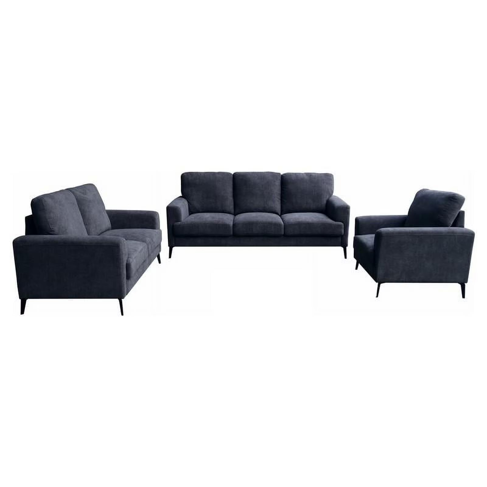Black Chenille Sofa Loveseat Chair Set O5727