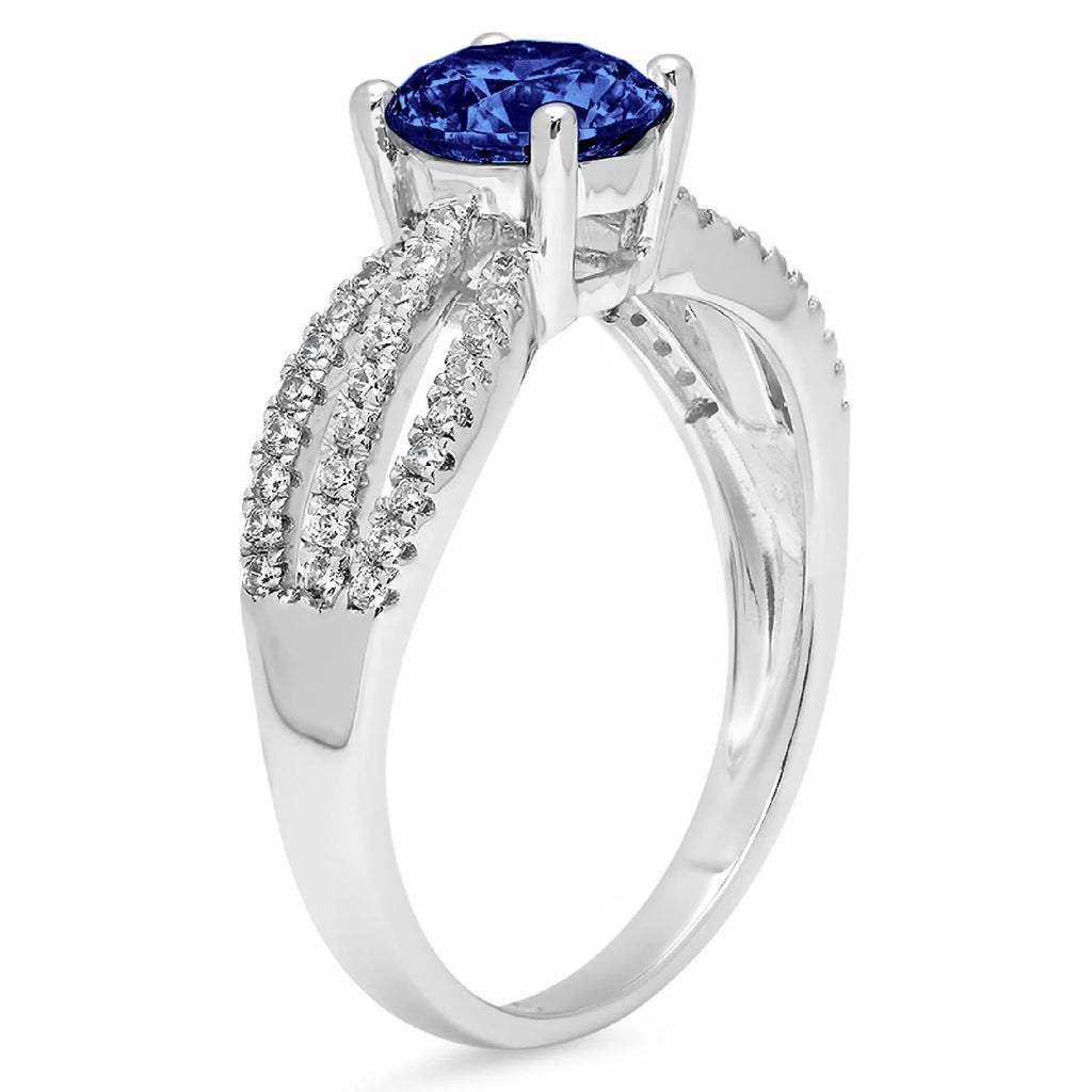 14k White Gold Blue Simulated Tanzanite Ring Size 7.5 N8937
