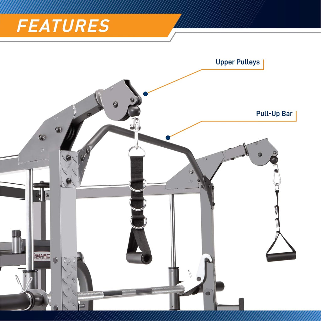 Smith Cage Machine with Workout Bench and Weight Bar Home Gym Equipment N9067