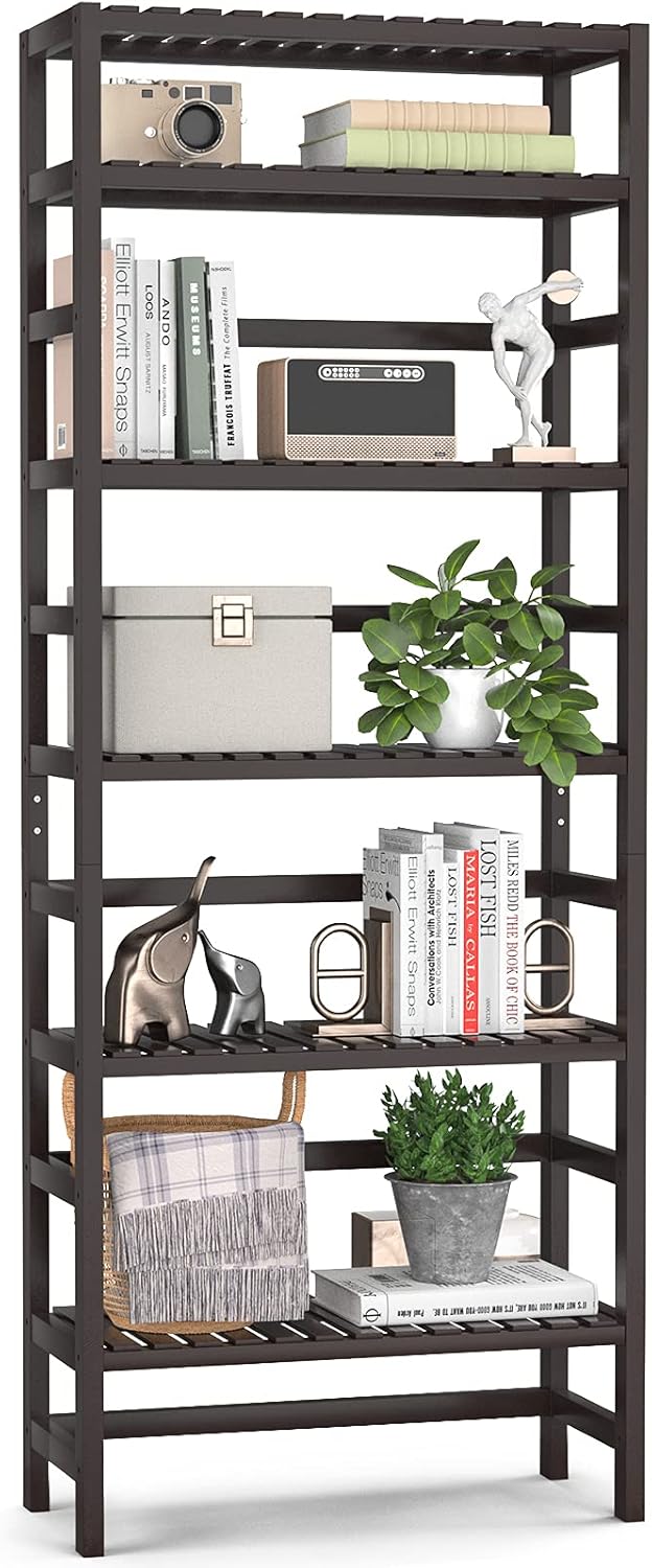 6 Tiers Bamboo Adjustable Tall Bookshelf Y1591