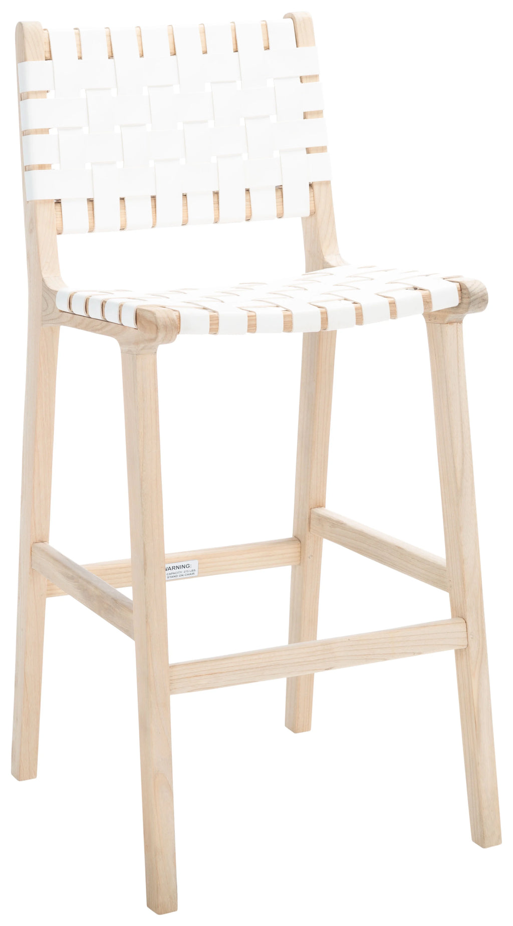 White/Natural Leather Bar Stool U607