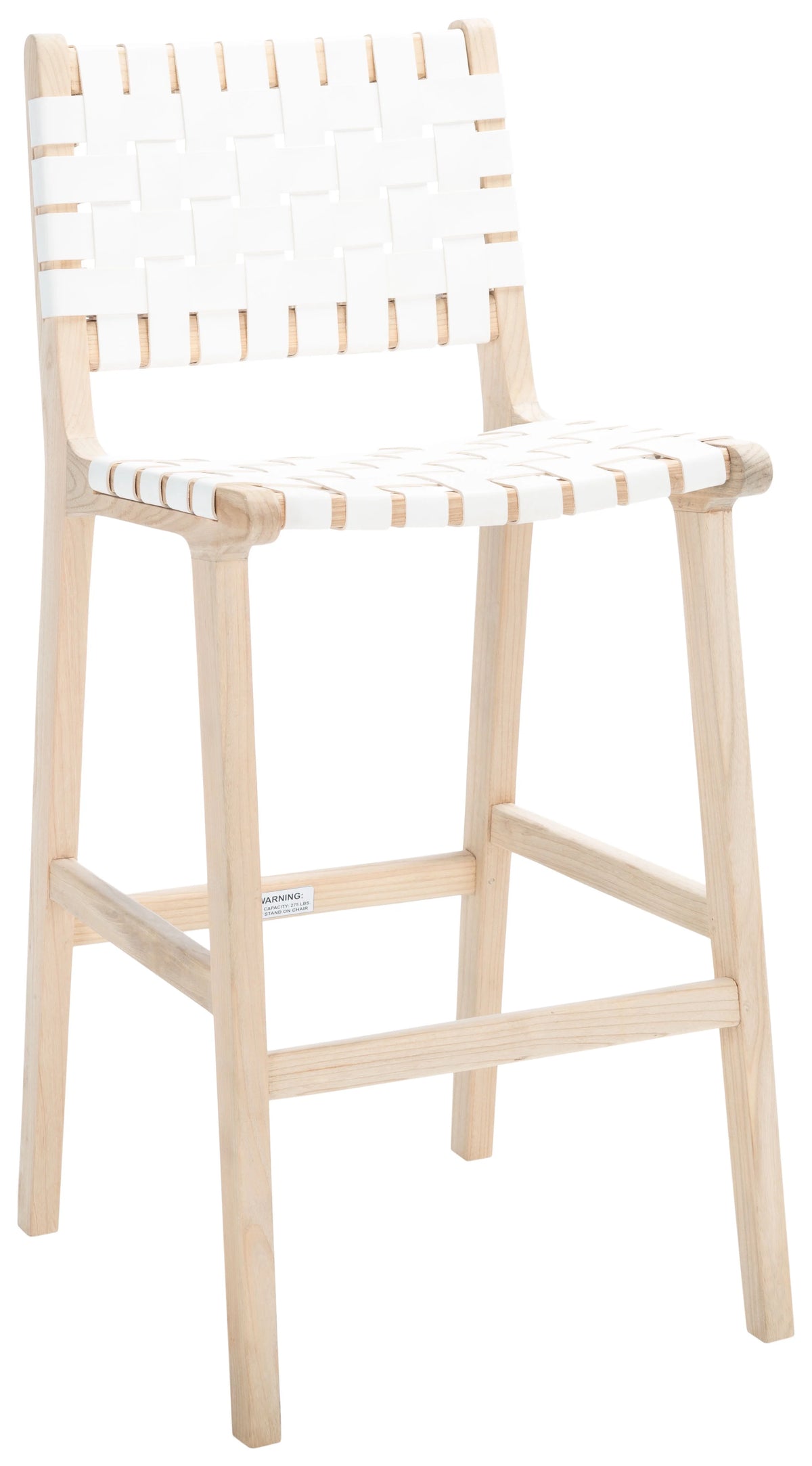 White/Natural Leather Bar Stool U607