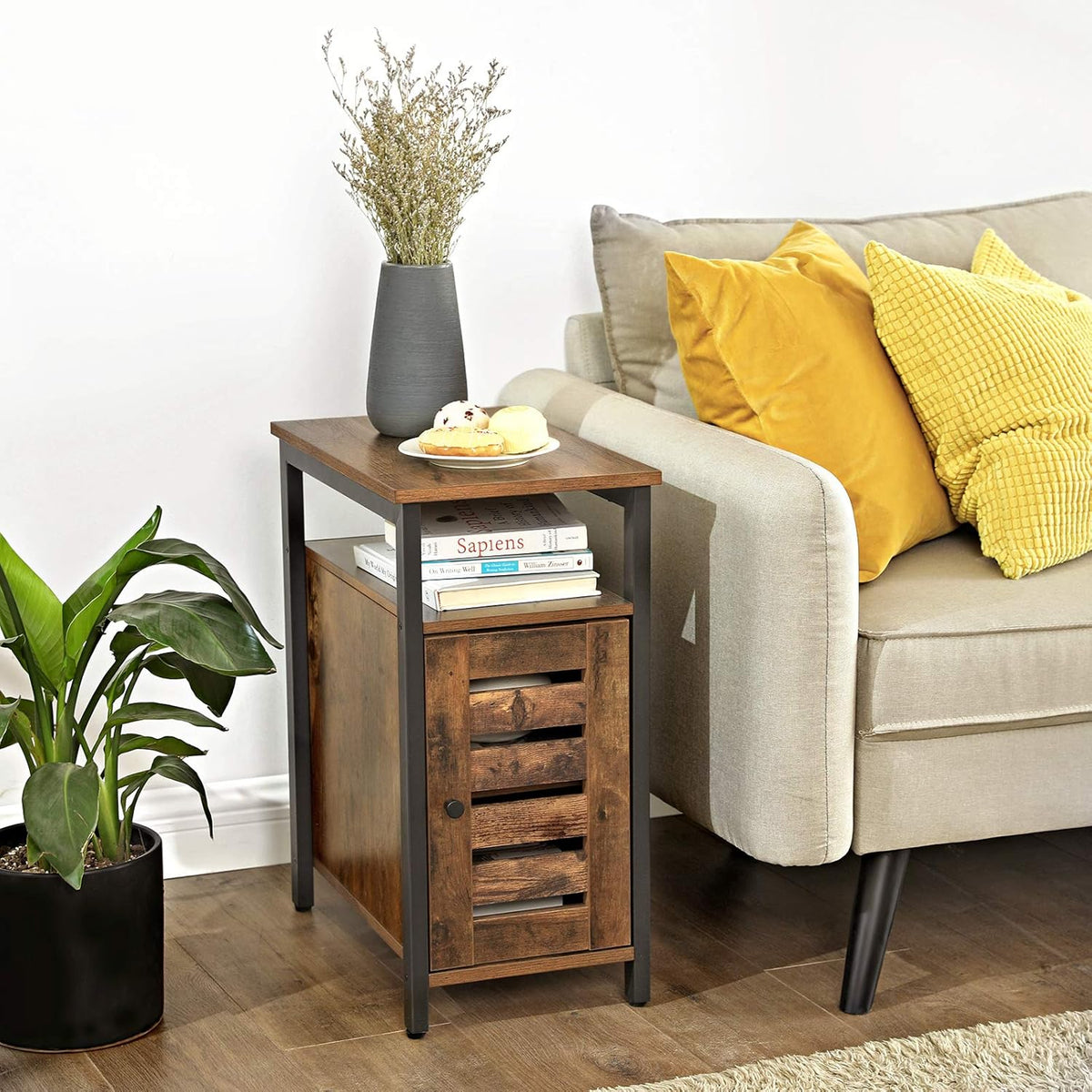 Rustic Brown Side Table with Storage Shelf W398522