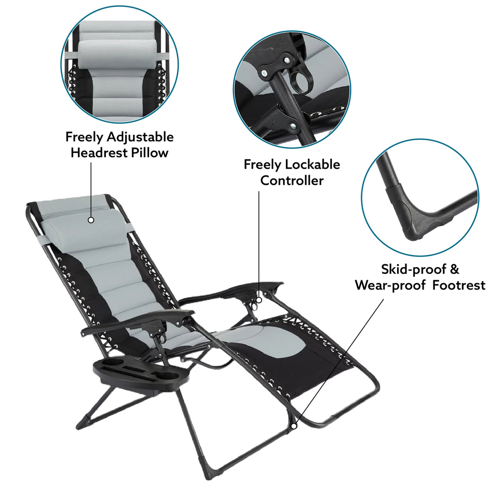 Oversized Zero Gravity Folding Lounge Chair Gray S38812