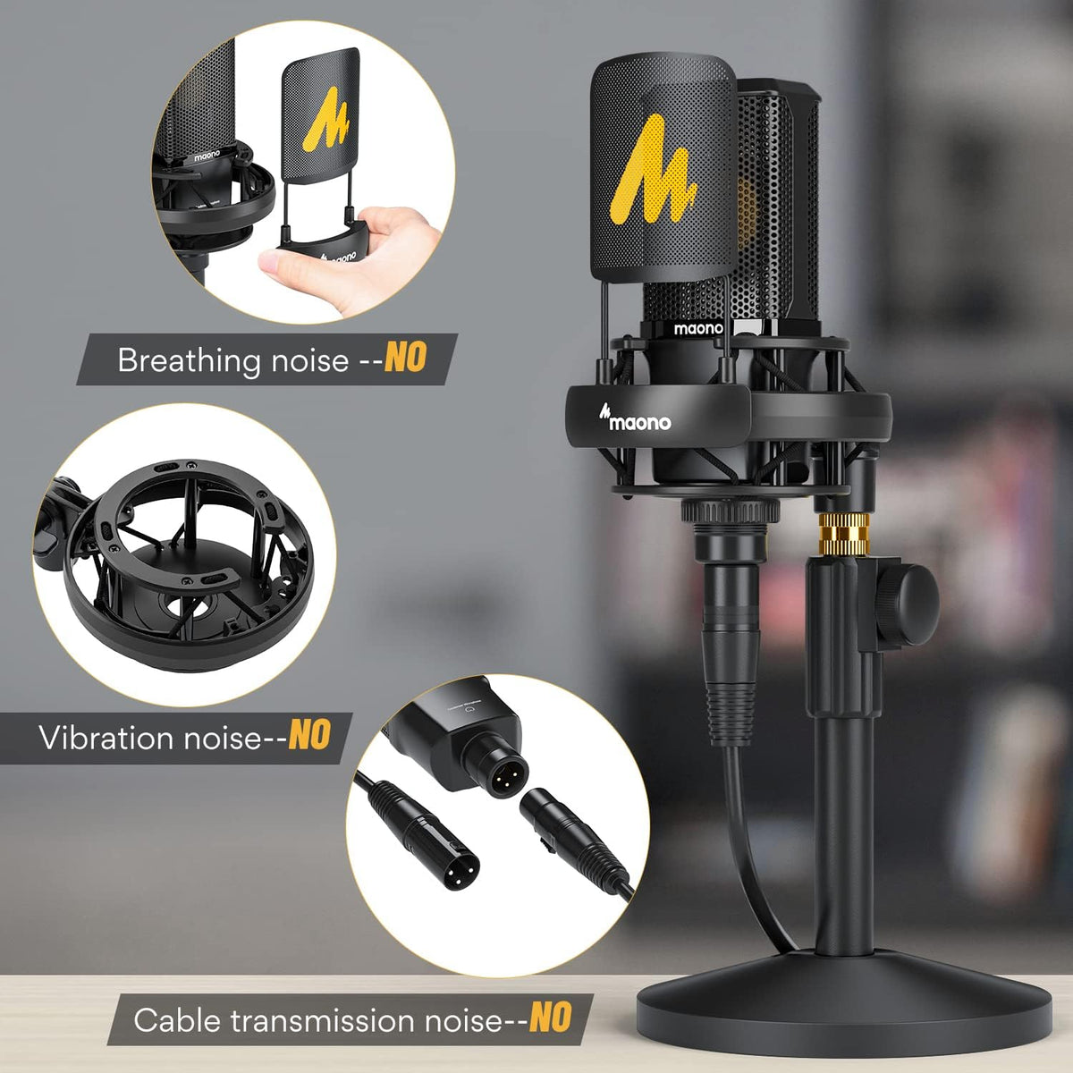 XLR Condenser Microphone with 34mm Large Diaphragm Cardioid Studio Mic D106016