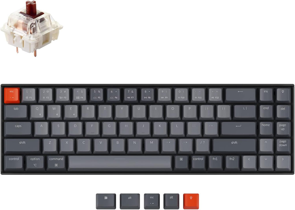 70% Layout 72 Keys Hot-Swappable Bluetooth Wireless USB Wired Mechanical Gaming Keyboard with White LED Backlight H473