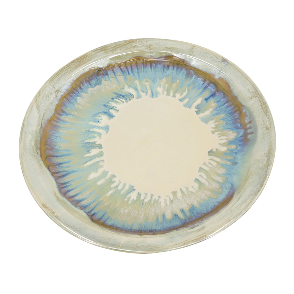 18" Blue and Beige Ceramic Charger with Stand T554282