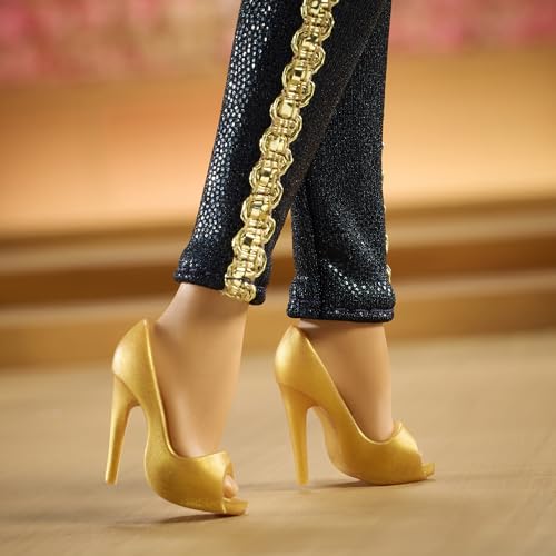 Black and Gold Suit Doll with Cropped Jacket and Golden Accessories C525006