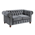 Dark Gray Velvet Chesterfield Loveseat M405
