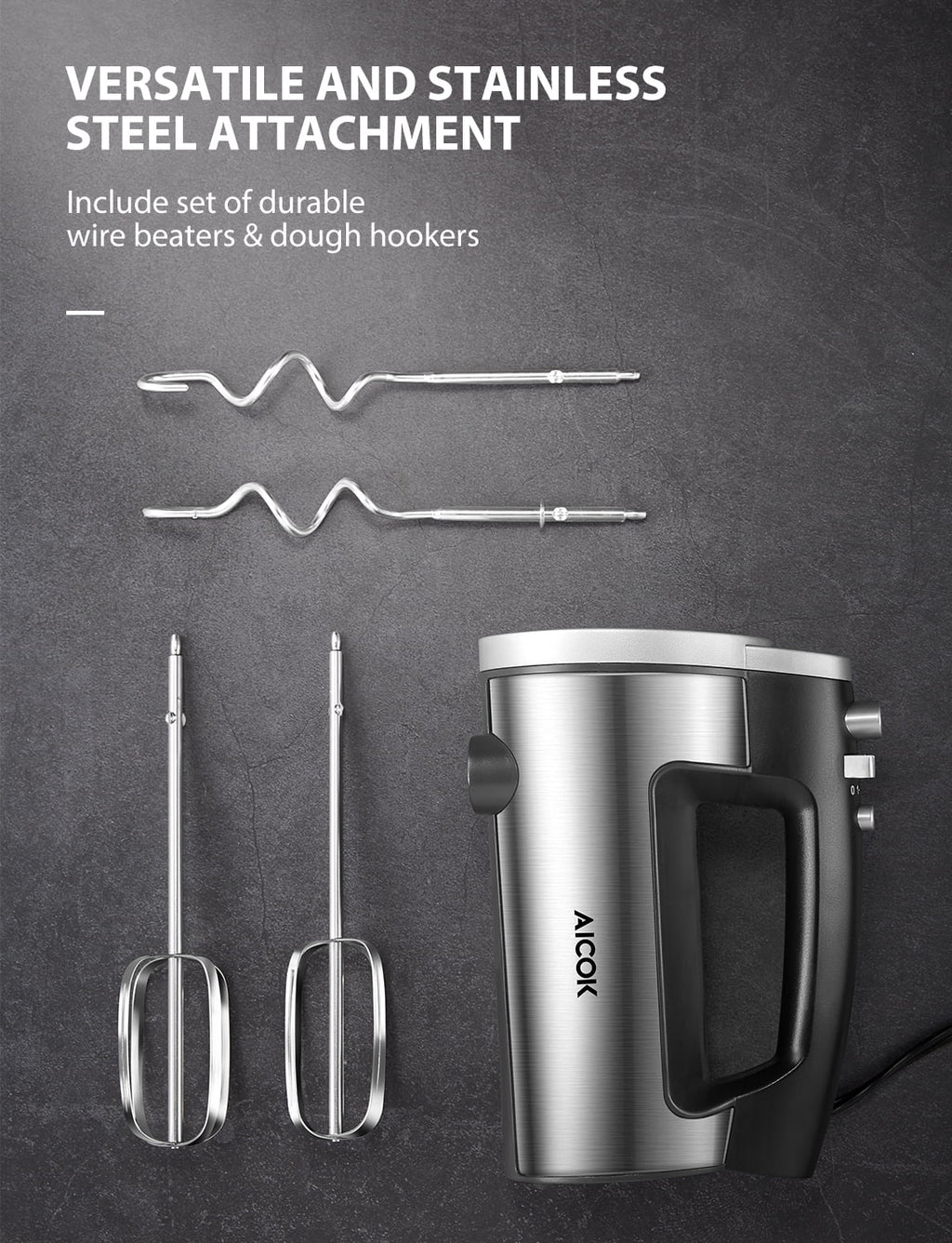 Silver 6 Speed Hand Mixer with 3 Attachments G87393