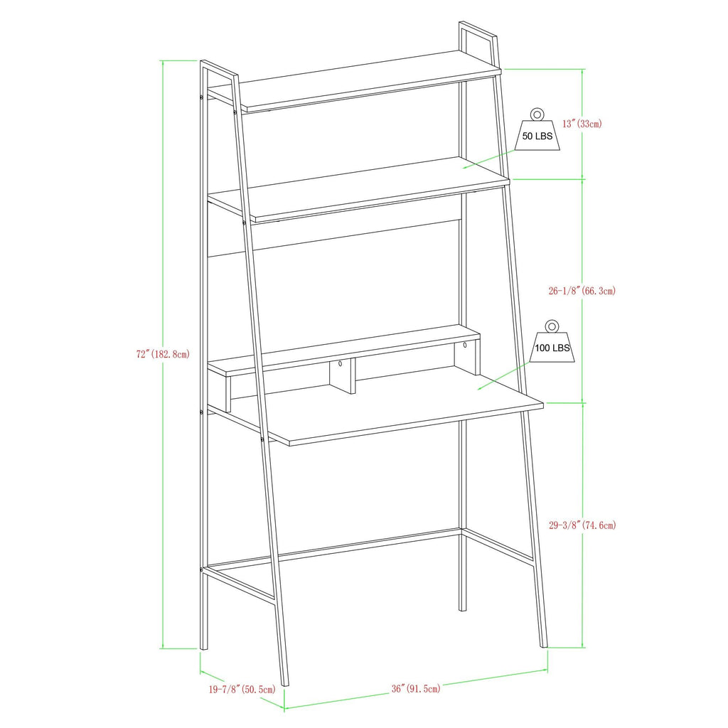 2-Piece Desk and Ladder Shelf Set - Rustic Oak N586631