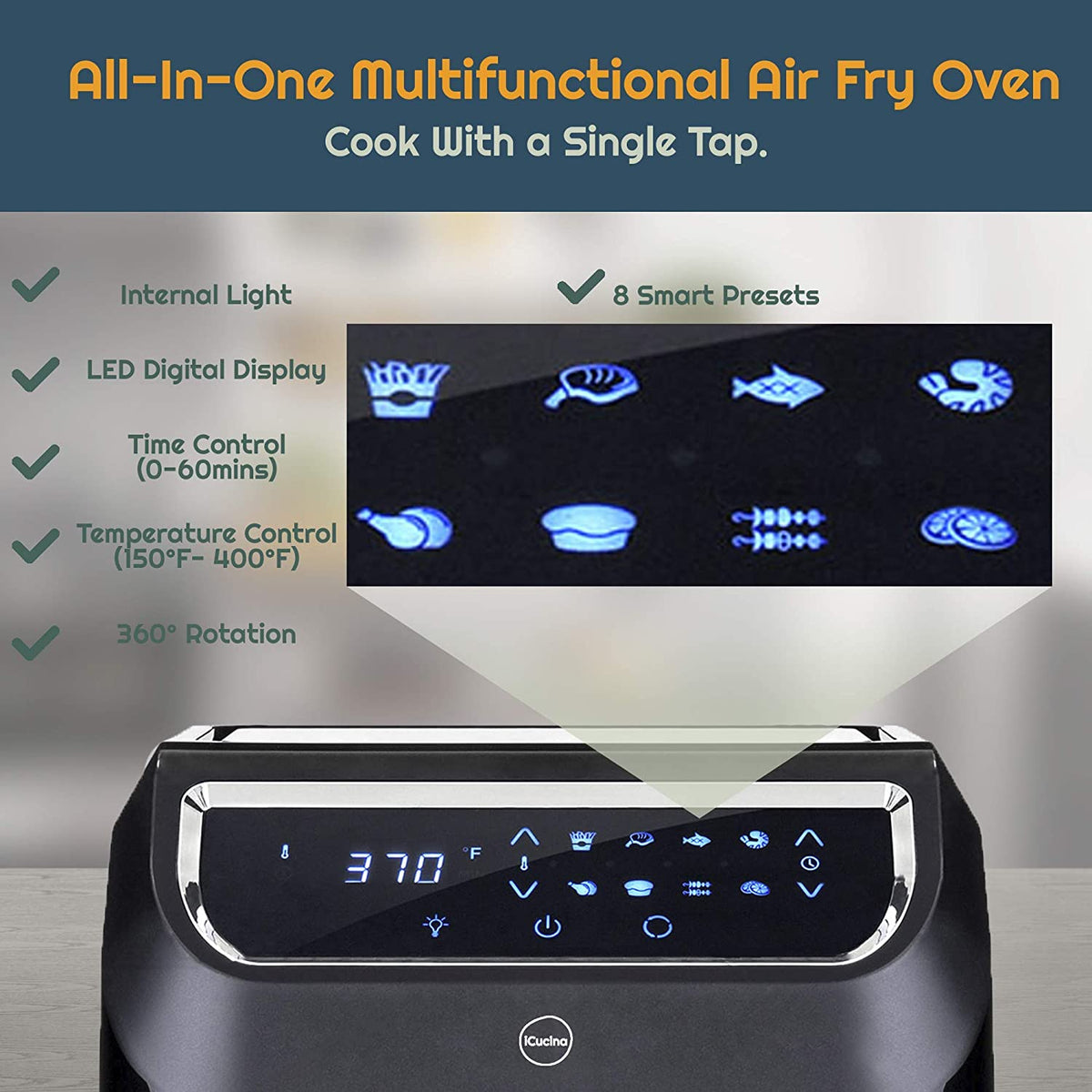 10 Qt Non-Stick Air Fryer with Rotating Mesh Basket A529644