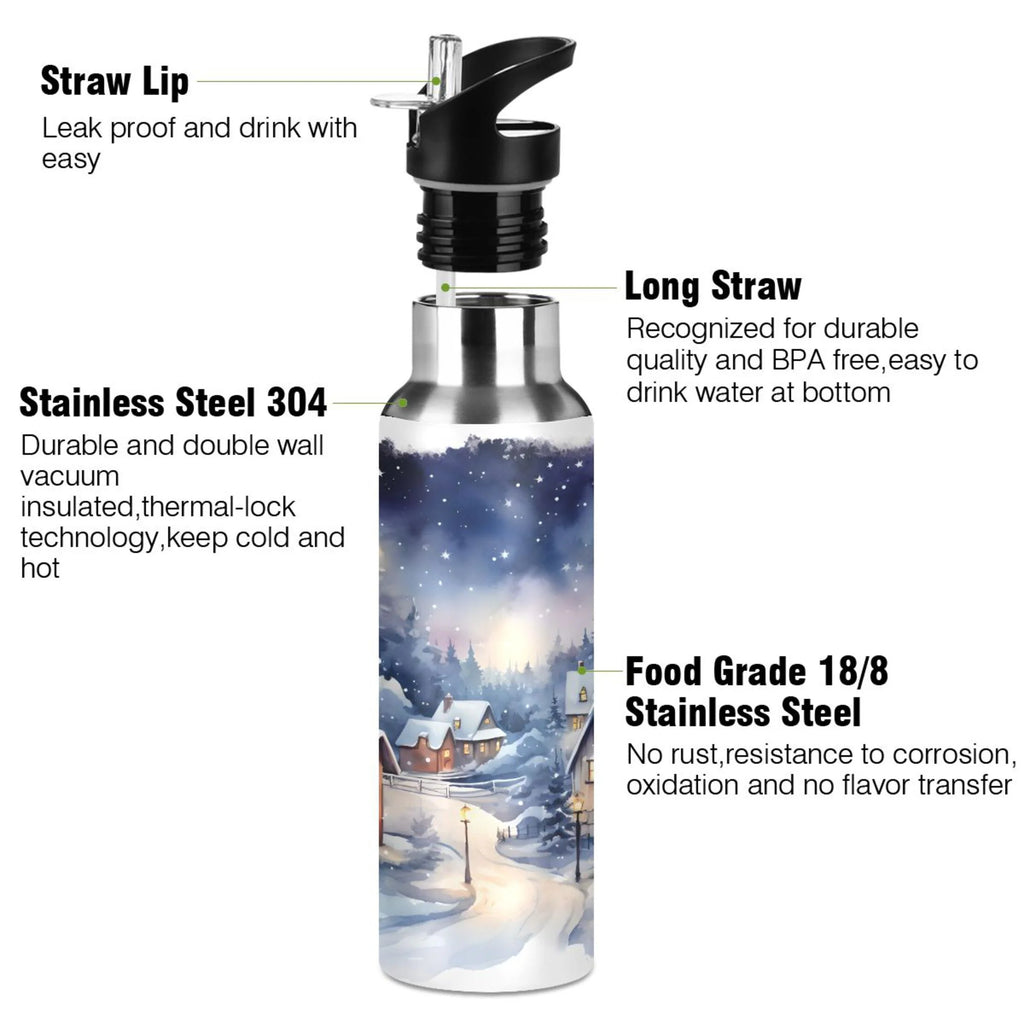 Stainless Steel Insulated Thermos Vacuum Flask Water Bottle with Straw Lid N1580