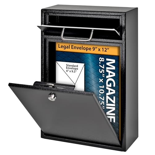 Black Steel Wall Mounted Mailbox W704493