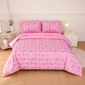 Purple 5 Pcs Full Size Comforter Set with Fitted Sheet, Flat Sheet, Comforter, Pillowcases X90271