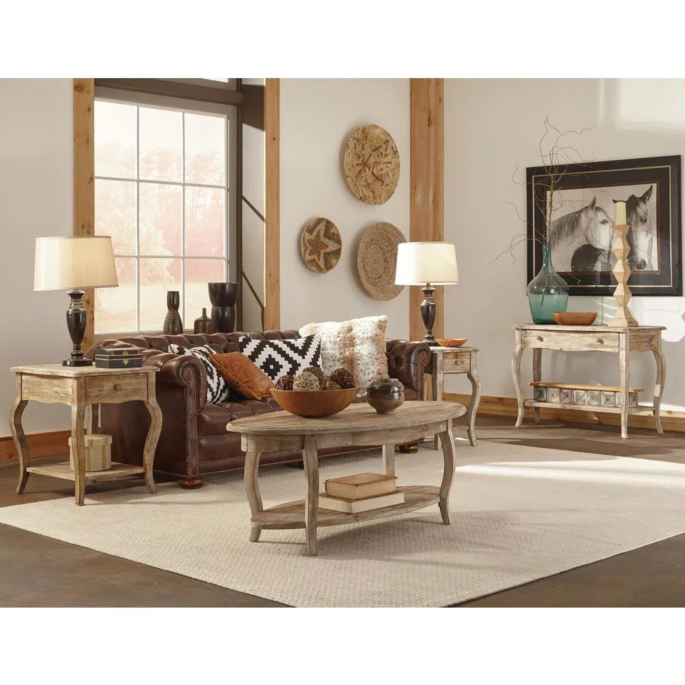 Rustic Reclaimed Media Console Table, Driftwood M9386