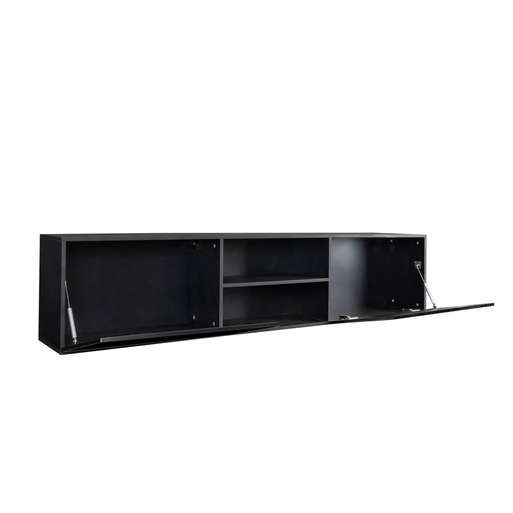 Floating TV Stand with Shelf and Clamshell Doors V131