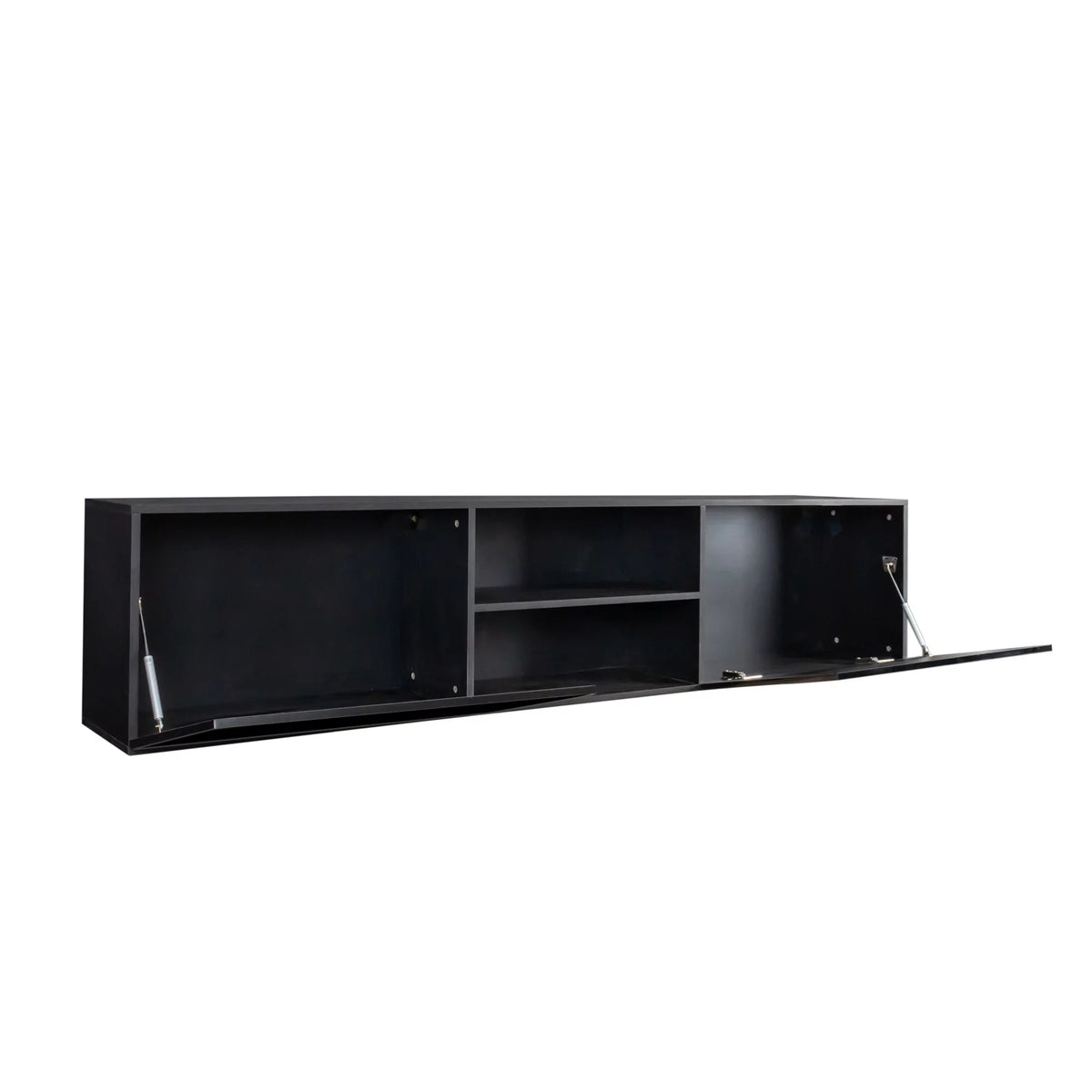 Floating TV Stand with Shelf and Clamshell Doors V131