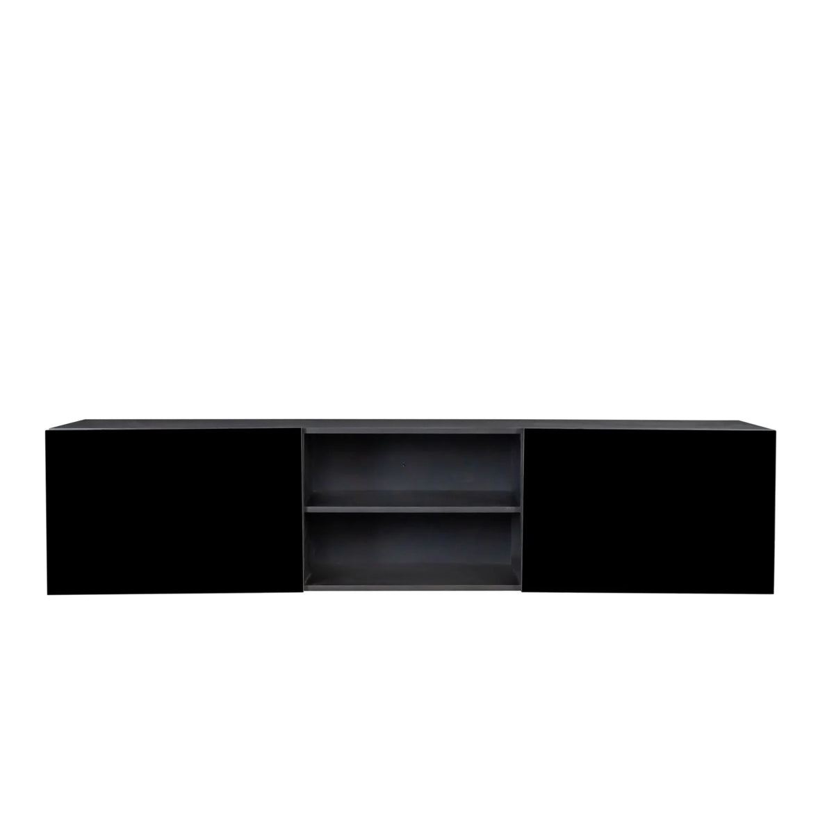 Floating TV Stand with Shelf and Clamshell Doors V131