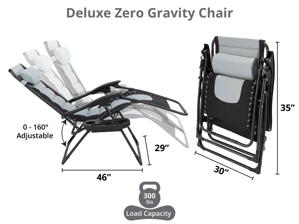Oversized Zero Gravity Folding Lounge Chair Gray S38812