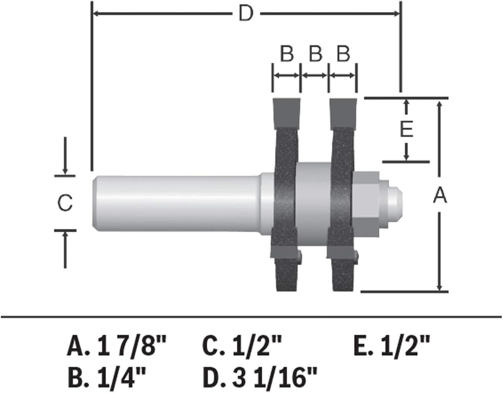 1-7/8 In. x 1/4 In. Carbide-Tipped Tongue and Groove Router Bit Pack of 2 C810751