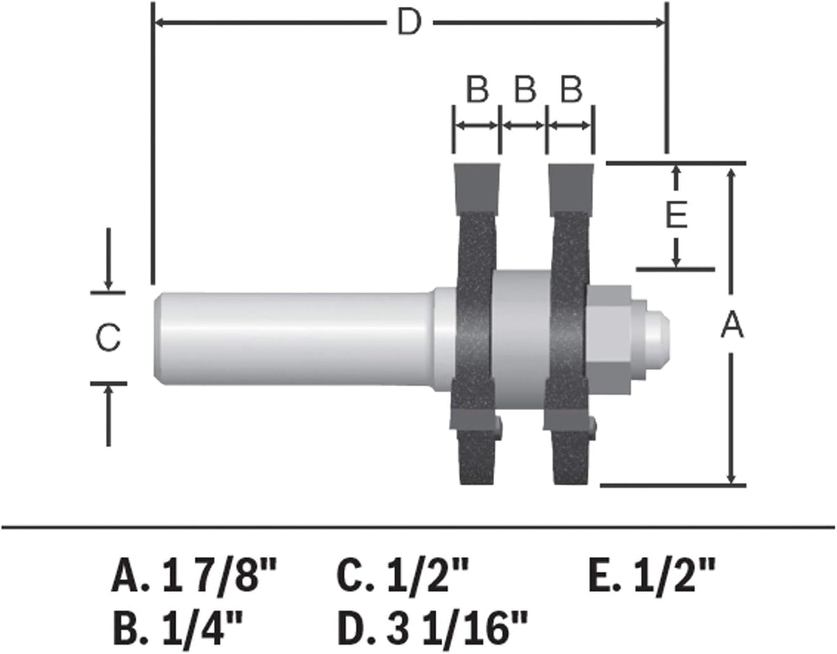 1-7/8 In. x 1/4 In. Carbide-Tipped Tongue and Groove Router Bit Pack of 2 C810751