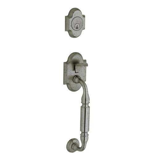 Canterbury Single Cylinder Satin Brass and Black Handleset with Colonial Knob X68054
