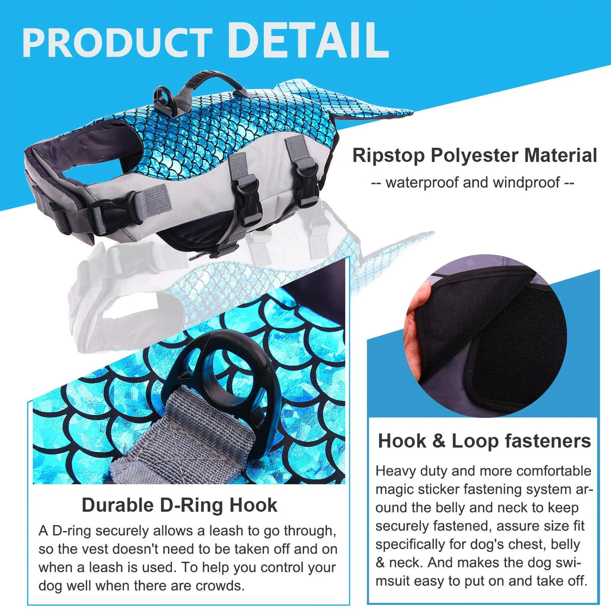 Reflective Dog Life Jacket with Rescue Handle W625539
