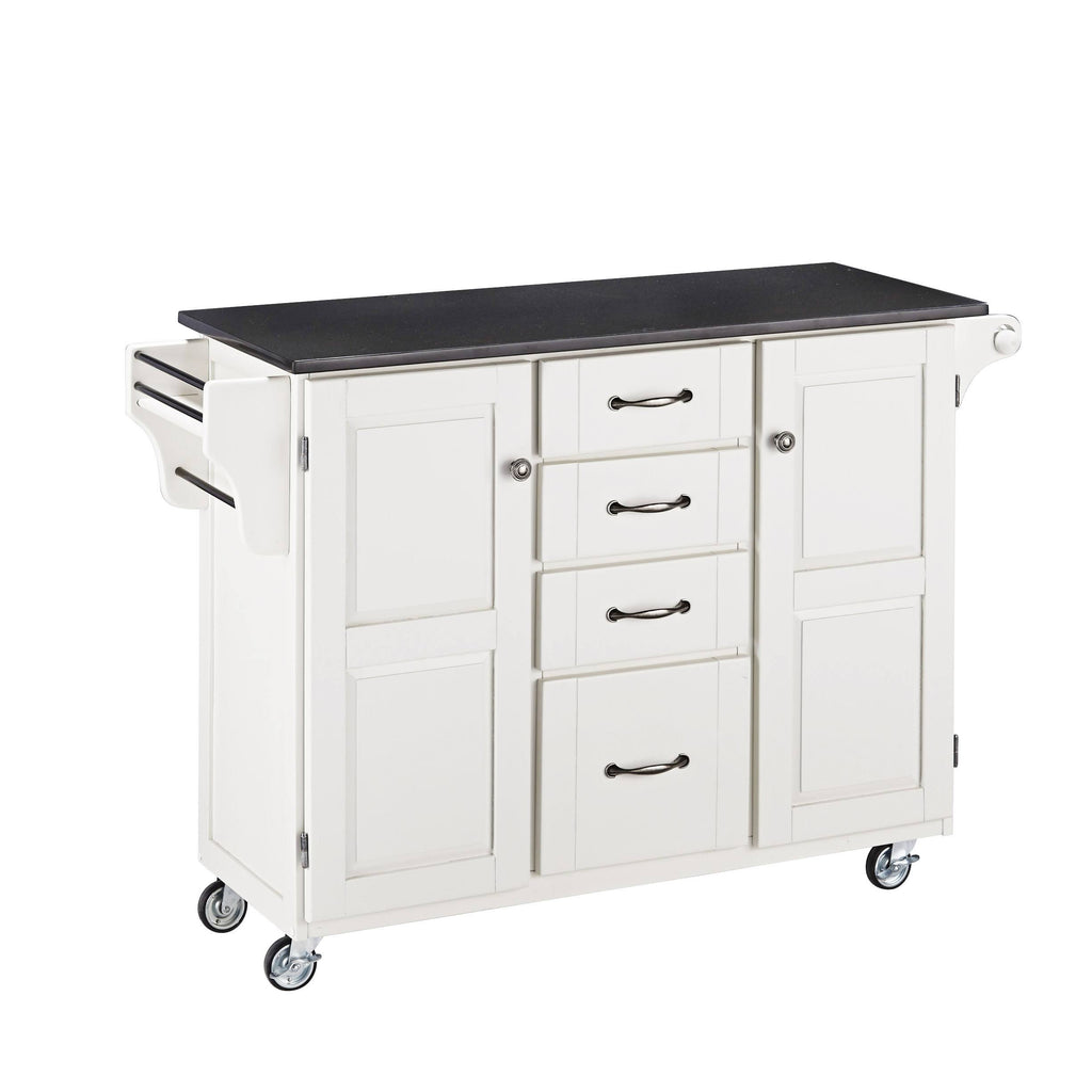 White/Black Granite Top Kitchen Cart K968806