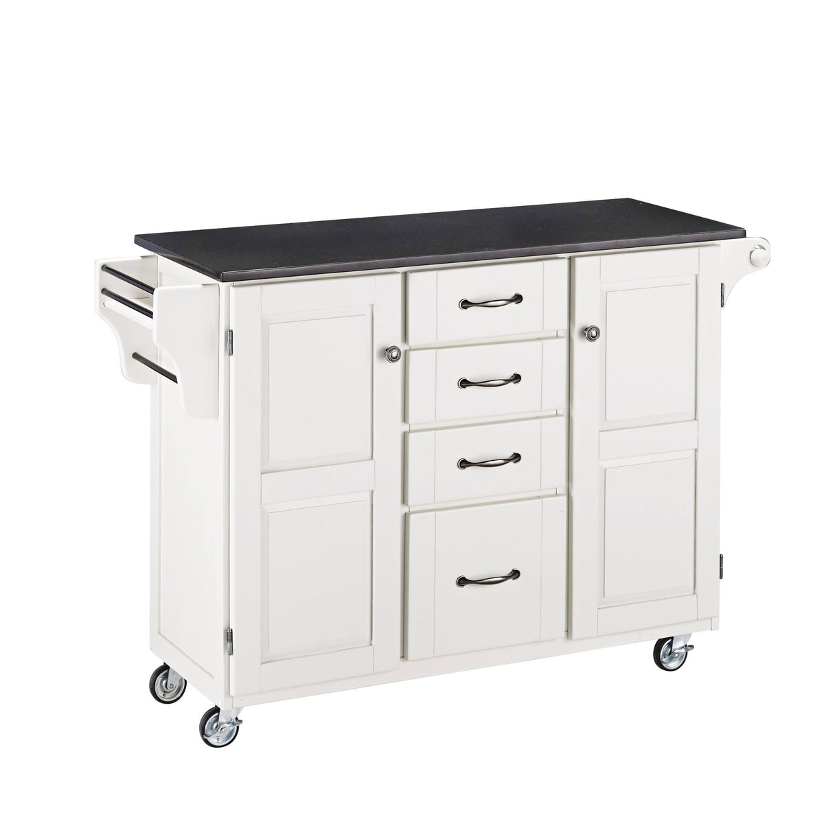 White/Black Granite Top Kitchen Cart K968806