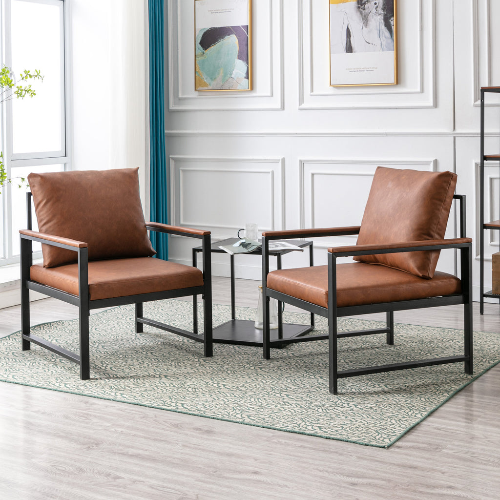 Orange PU Leather Metal Frame Accent Chair P24747