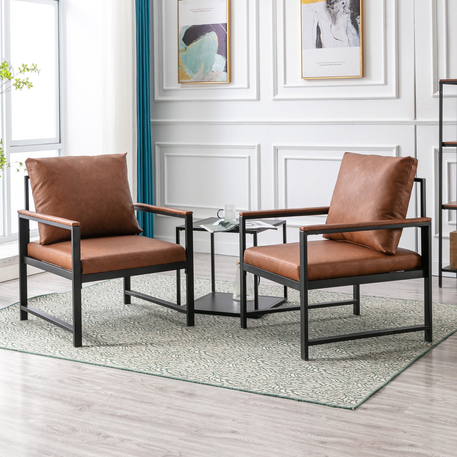 Orange PU Leather Metal Frame Accent Chair P24747