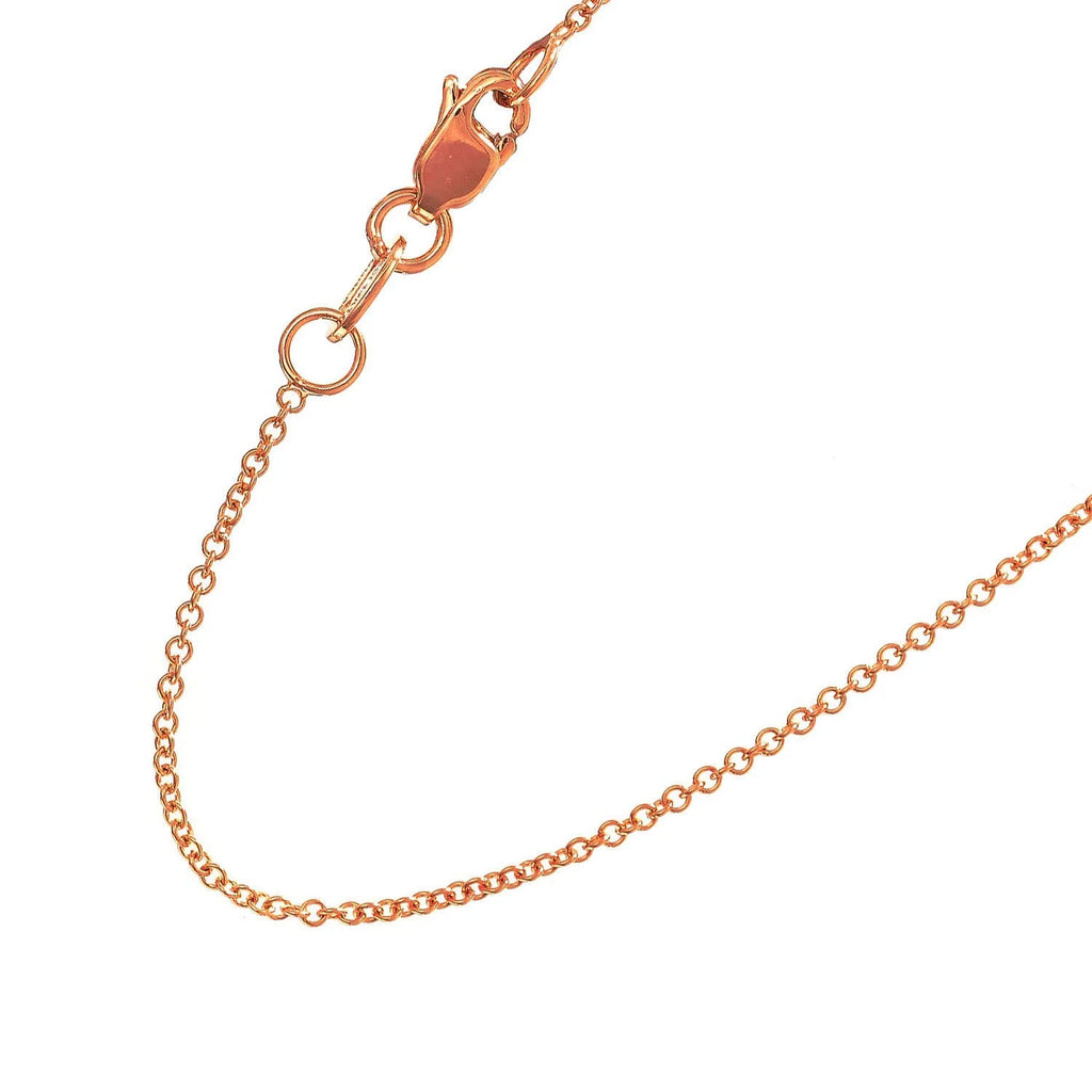 14k Solid Rose Gold 0.7 mm Round Cable Chain Necklace, Lobster Claw Clasp, 20 Inches X7973