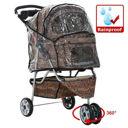 Extra Wide 3 Wheels Pet Stroller with Raincover F688