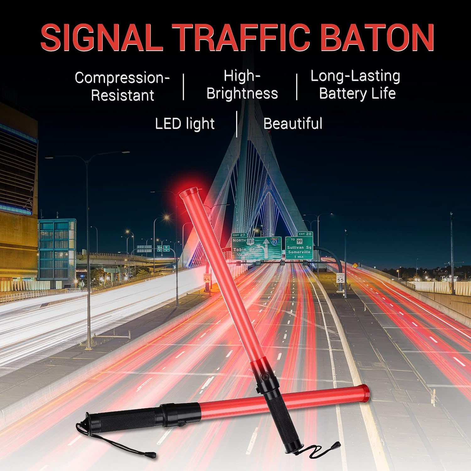 12 Pieces LED Traffic Baton with 2 Flashing Modes I658684
