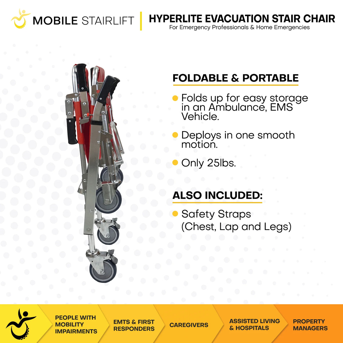 Foldable Medical Stair Chair for Emergency Transport X476
