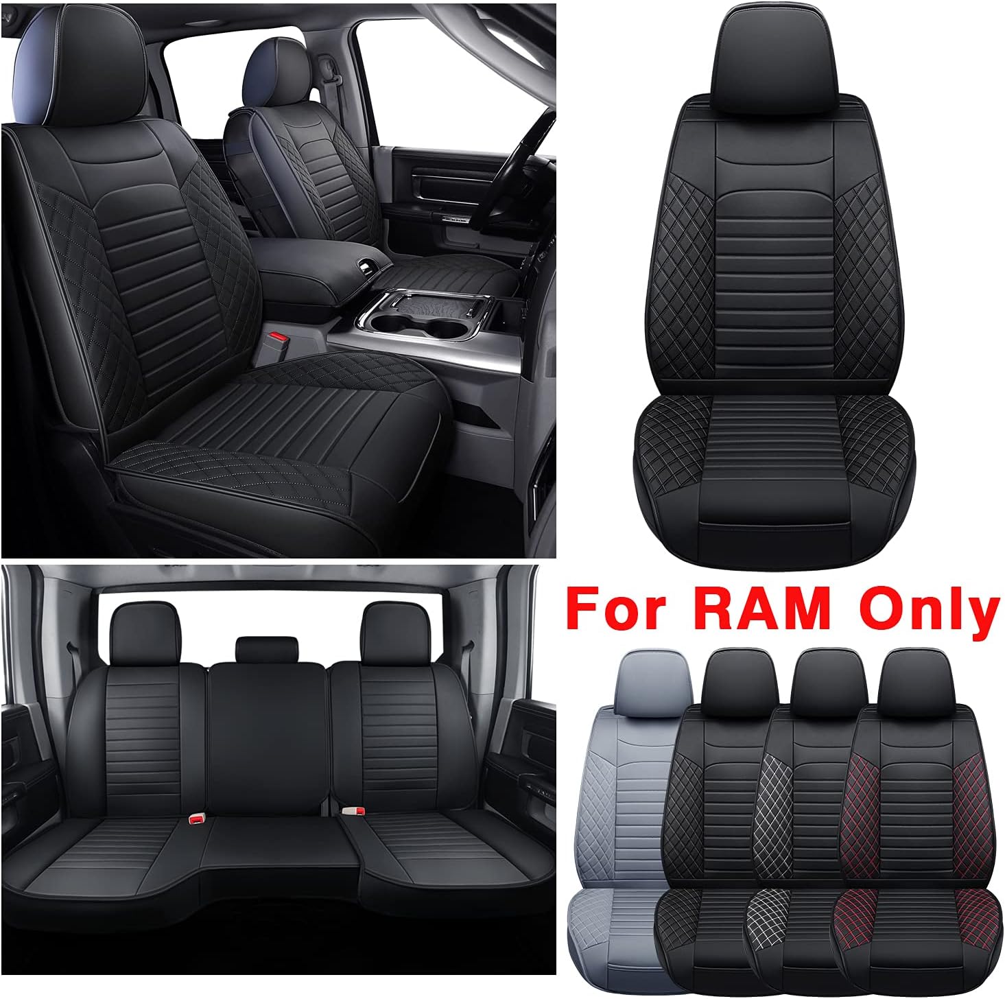 Black Waterproof Faux Leather Front Seat Covers B67833