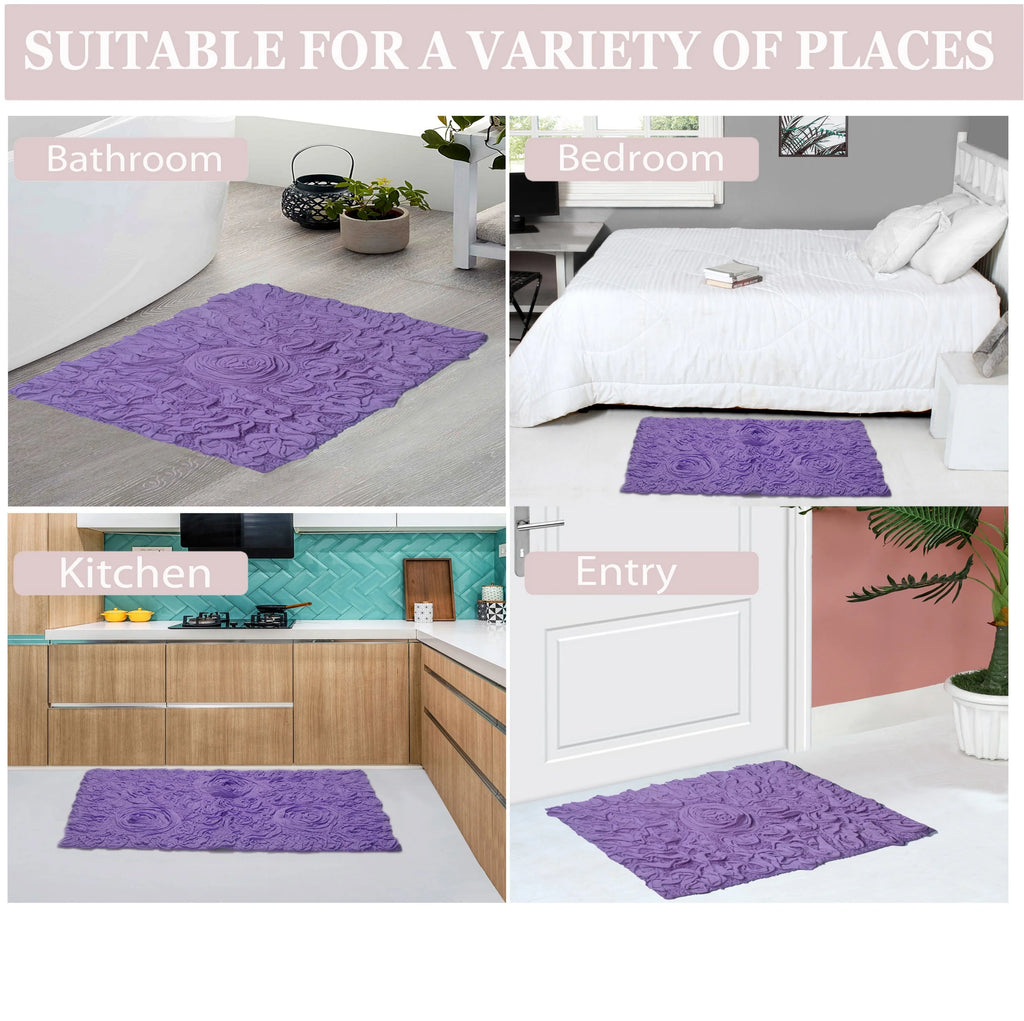 Purple 4 Piece Cotton Bath Rug Set I77282