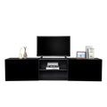 Floating TV Stand with Shelf and Clamshell Doors V131