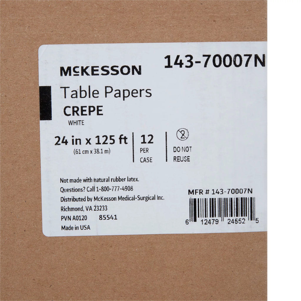 White Crepe Table Paper 24'' W x 125' L 12 Rolls P47645