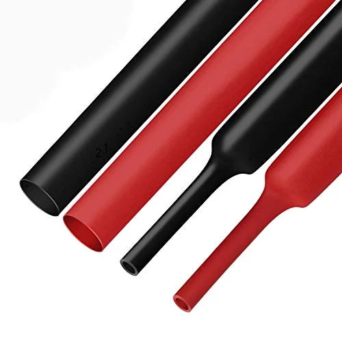 2 Pcs 1-1/4 Inch 3:1 Waterproof Adhesive Lined Heat Shrink Tube, 4 Ft Black&Red U74734