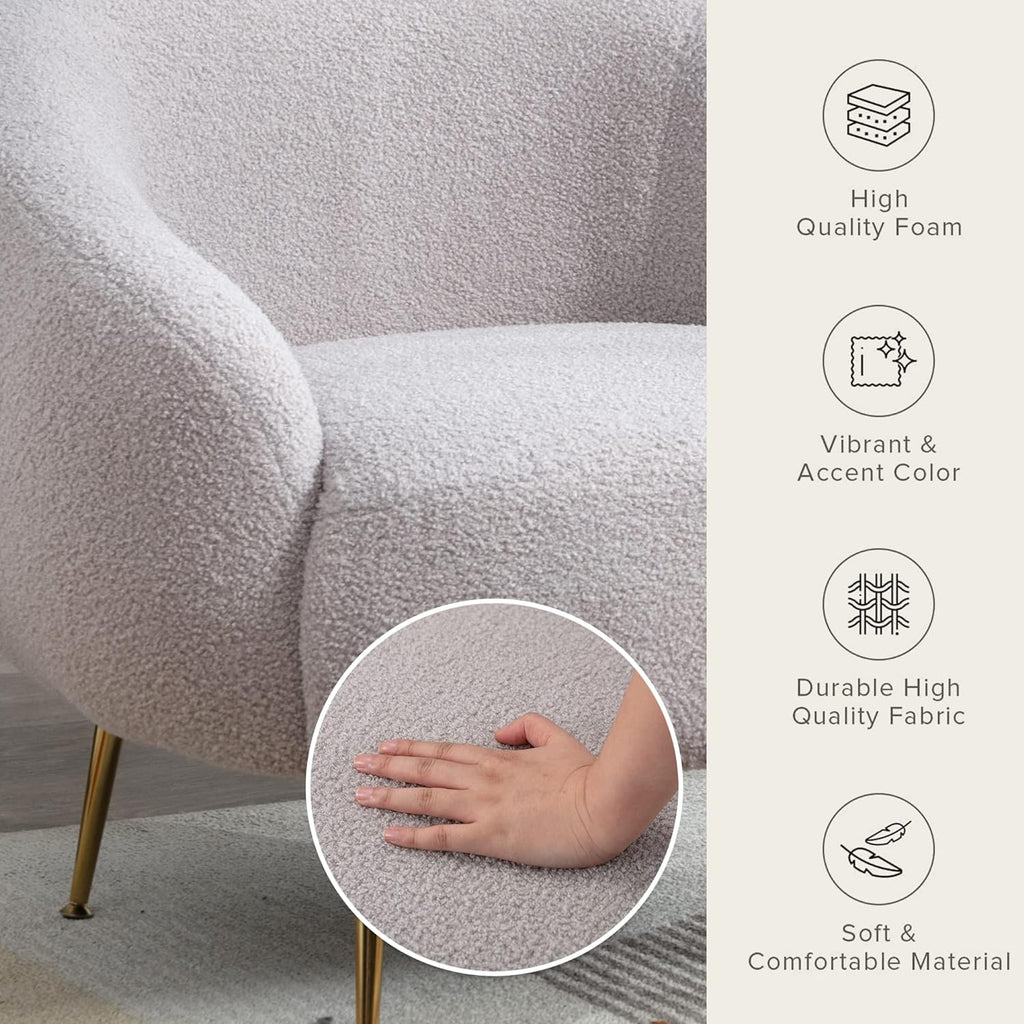 Teddy Short Plush Particle Velvet Accent Chair With Ottoman D52308