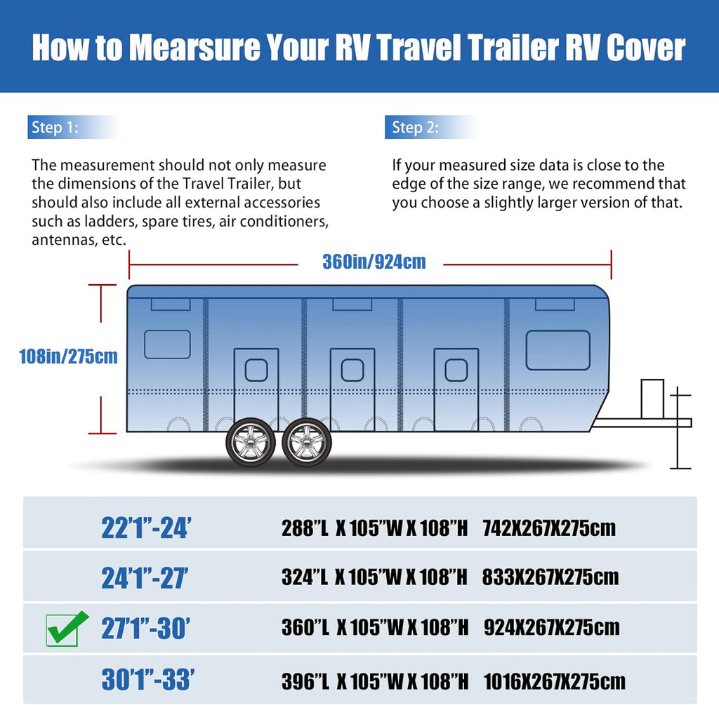 RV Cover 6 Layers Windproof Anti-Scratch UV Resistant (22'1''-24) Z69395